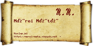 Mérei Máté névjegykártya